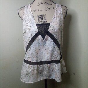 BCBG Generation Blouse Women S Sleeveless Lace Detail Lightweight Print Peach